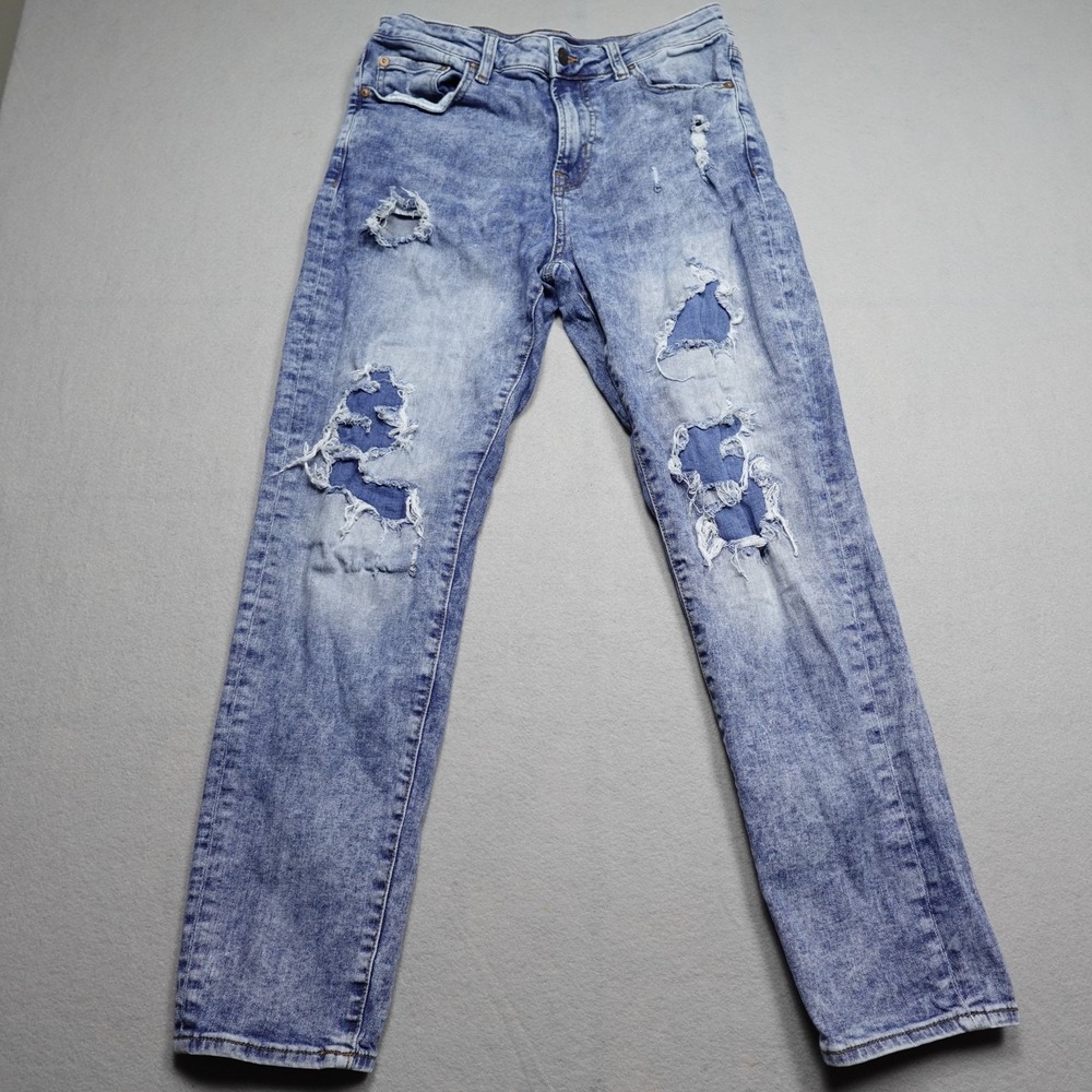 Aeropostale Athletic Skinny Pants Men 30x30 Blue Distressed Denim Ripped Jeans